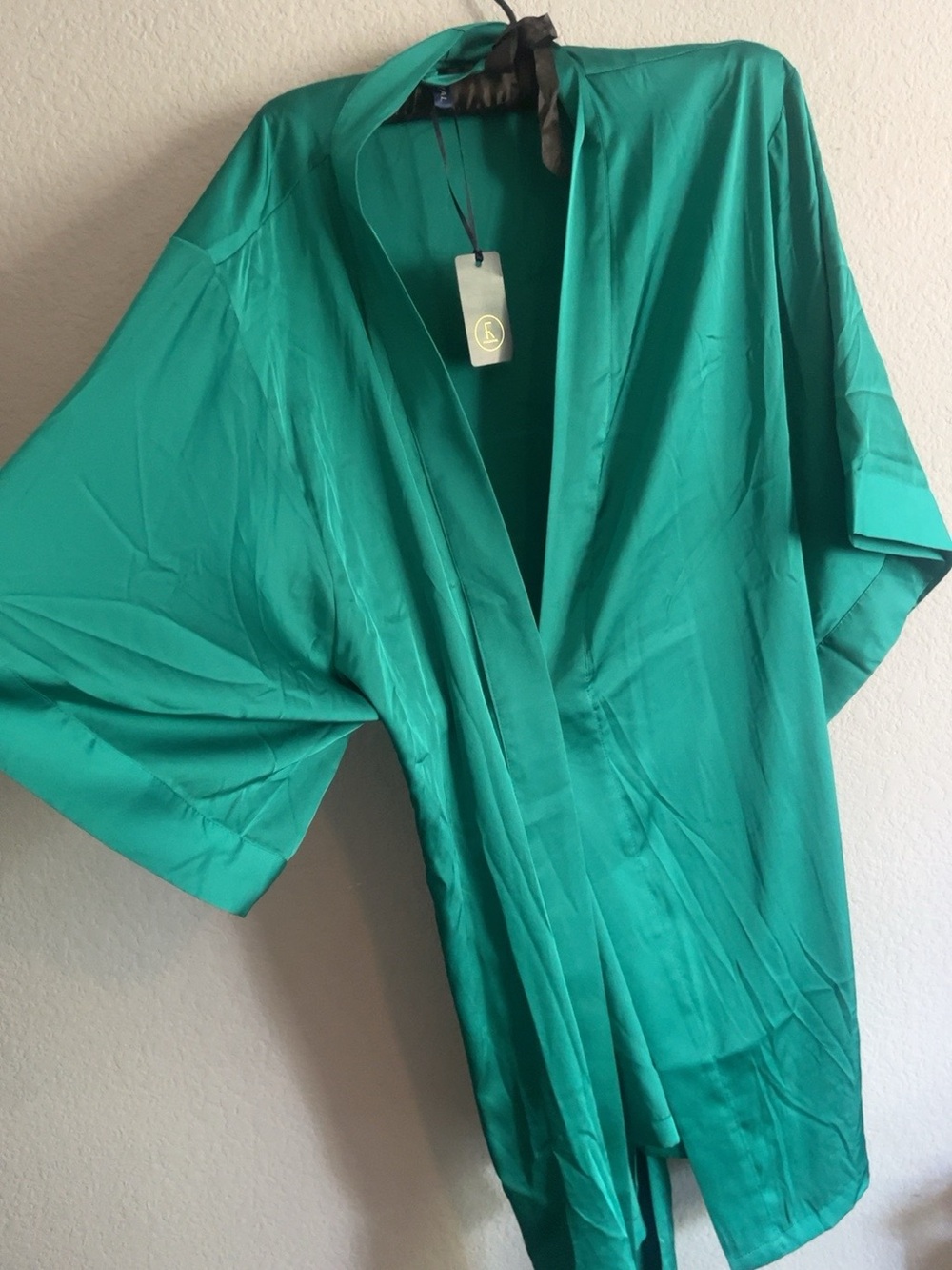 Fox & Royal Lapis Satin Chemise & Kimono Robe Set XL/22 Plus Size